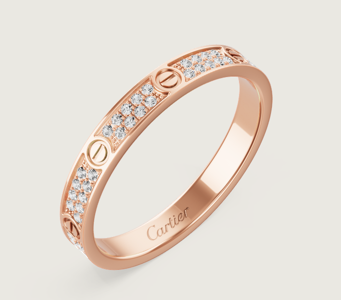 [⭐Clover Jewelry]LOVE RING 2.6mm-wide full-diamond ring Rose Gold