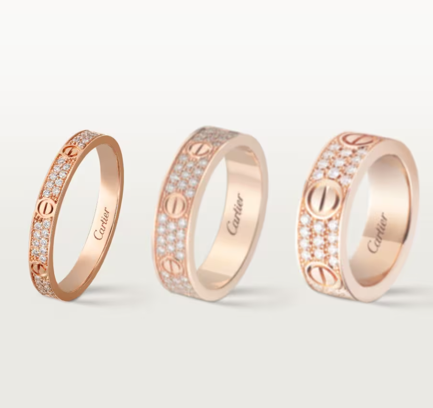 [⭐Clover Jewelry]LOVE RING 2.6mm-wide full-diamond ring Rose Gold