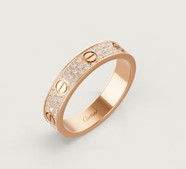 [⭐Clover Jewelry]LOVE RING 4mm-wide full-diamond ring Rose Gold