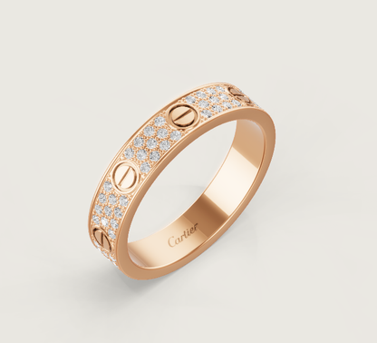[⭐Clover Jewelry]LOVE RING 4mm-wide full-diamond ring Rose Gold
