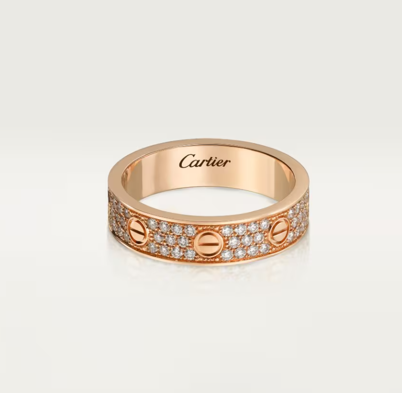 [⭐Clover Jewelry]LOVE RING 4mm-wide full-diamond ring Rose Gold