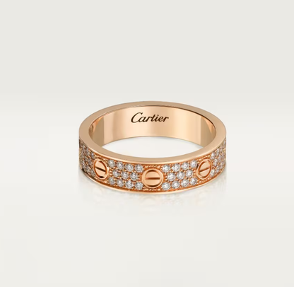[⭐Clover Jewelry]LOVE RING 4mm-wide full-diamond ring Rose Gold