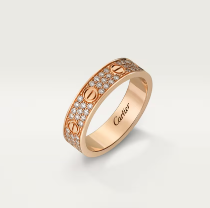 [⭐Clover Jewelry]LOVE RING 4mm-wide full-diamond ring Rose Gold