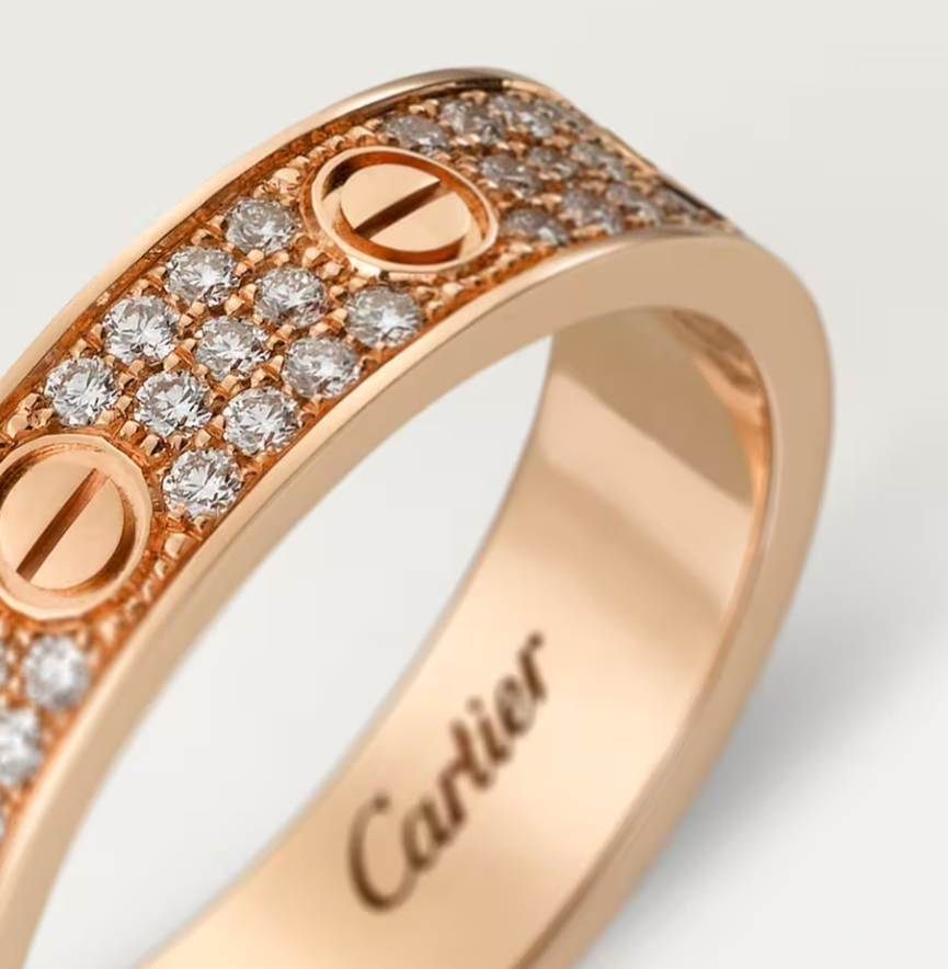 [⭐Clover Jewelry]LOVE RING 4mm-wide full-diamond ring Rose Gold