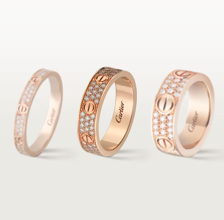 [⭐Clover Jewelry]LOVE RING 4mm-wide full-diamond ring Rose Gold