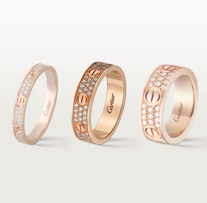 [⭐Clover Jewelry]LOVE RING 4mm-wide full-diamond ring Rose Gold