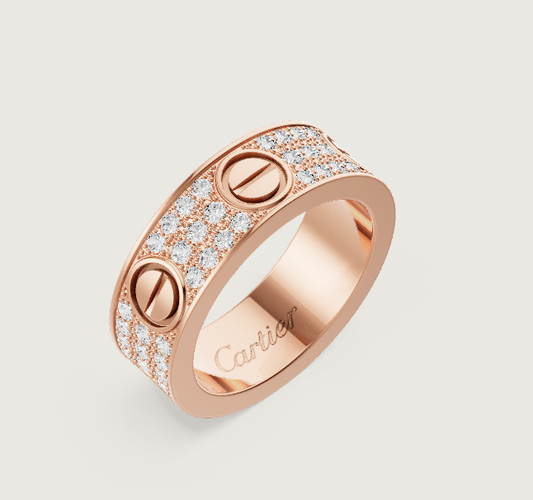 [⭐Clover Jewelry]LOVE RING 6.5mm-wide full-diamond ring Rose Gold
