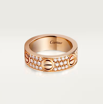 [⭐Clover Jewelry]LOVE RING 6.5mm-wide full-diamond ring Rose Gold