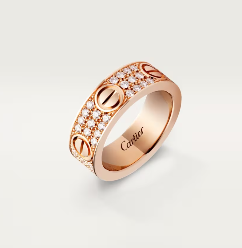 [⭐Clover Jewelry]LOVE RING 6.5mm-wide full-diamond ring Rose Gold