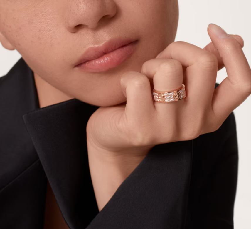 [⭐Clover Jewelry]LOVE RING 6.5mm-wide full-diamond ring Rose Gold