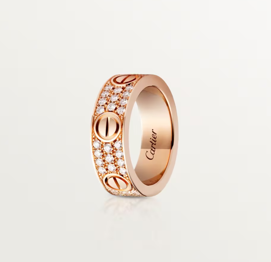 [⭐Clover Jewelry]LOVE RING 6.5mm-wide full-diamond ring Rose Gold