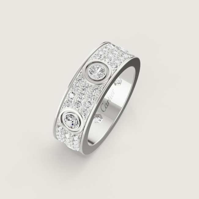[⭐Clover Jewelry]LOVE RING 6.5MM Full Diamond, 6 Major Diamonds Silver