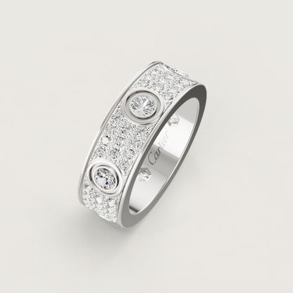 [⭐Clover Jewelry]LOVE RING 6.5MM Full Diamond, 6 Major Diamonds Silver