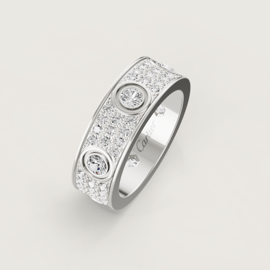 [⭐Clover Jewelry]LOVE RING 6.5MM Full Diamond, 6 Major Diamonds Silver