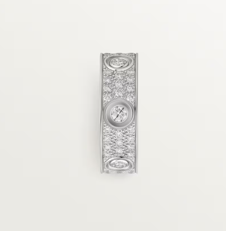 [⭐Clover Jewelry]LOVE RING 6.5MM Full Diamond, 6 Major Diamonds Silver