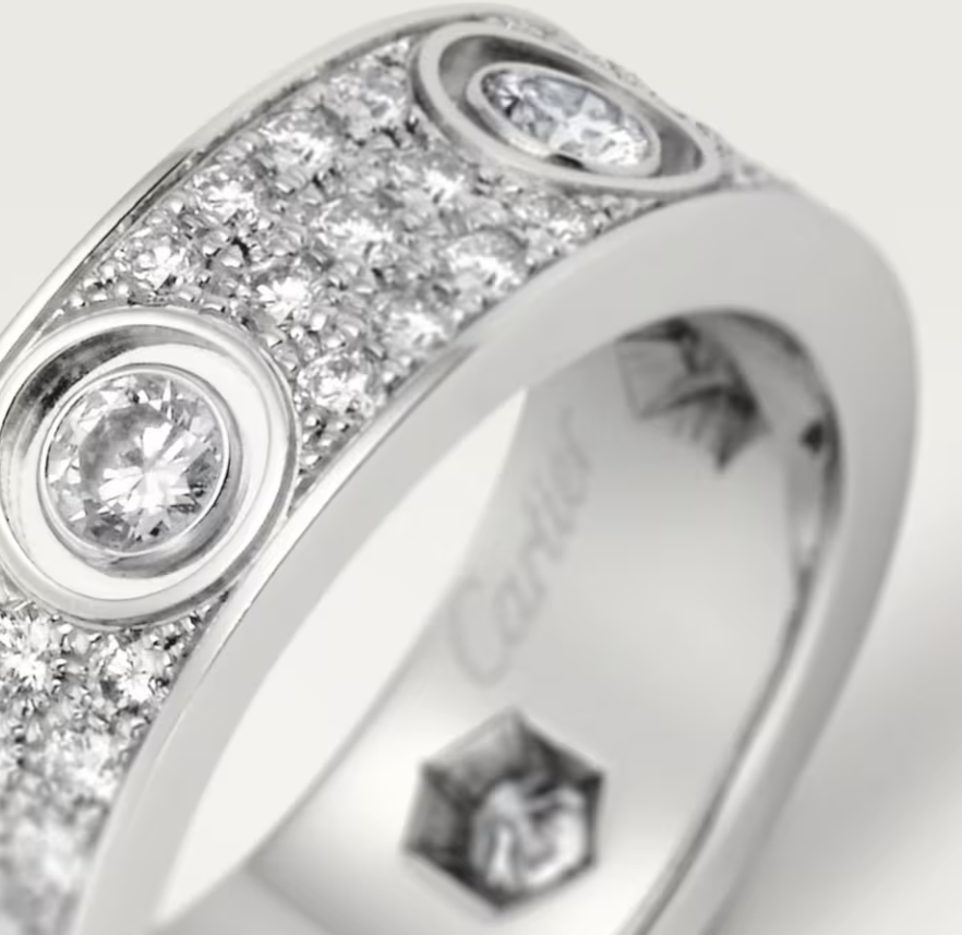 [⭐Clover Jewelry]LOVE RING 6.5MM Full Diamond, 6 Major Diamonds Silver