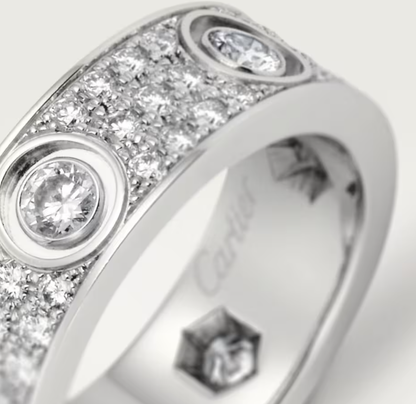 [⭐Clover Jewelry]LOVE RING 6.5MM Full Diamond, 6 Major Diamonds Silver