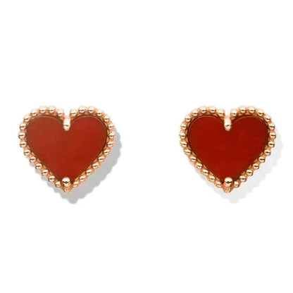 [⭐Clover Jewelry]HEART CARNELIAN STUD EARRINGS
