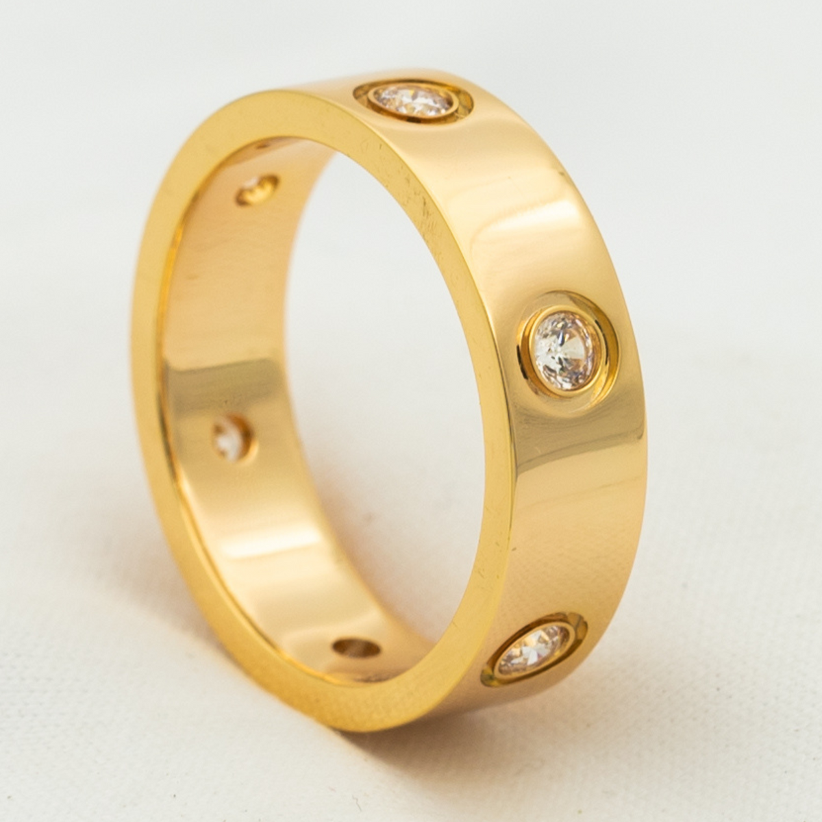 [⭐Clover Jewelry]LOVE RING 5.5MM 6 DIAMONDS PINK GOLD