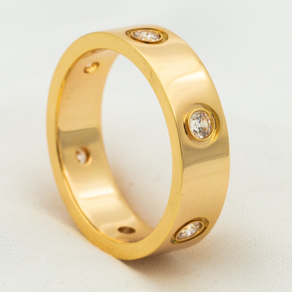 [⭐Clover Jewelry]LOVE RING 5.5MM 6 DIAMONDS PINK GOLD