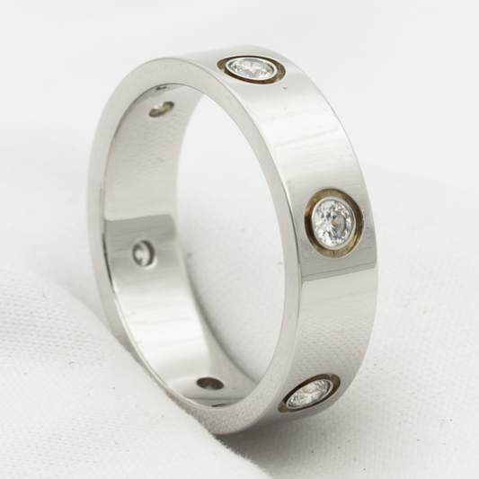 [⭐Clover Jewelry]LOVE RING 5.5MM 6 DIAMONDS SILVER