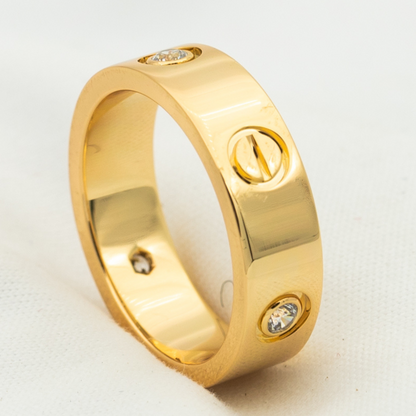 [⭐Clover Jewelry]LOVE RING 5.5MM 3 DIAMONDS PINK GOLD