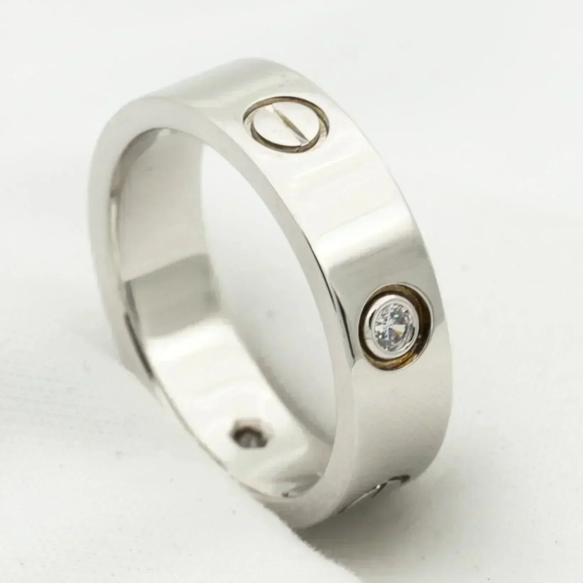 [⭐Clover Jewelry]LOVE RING 5.5MM 3 DIAMONDS SILVER