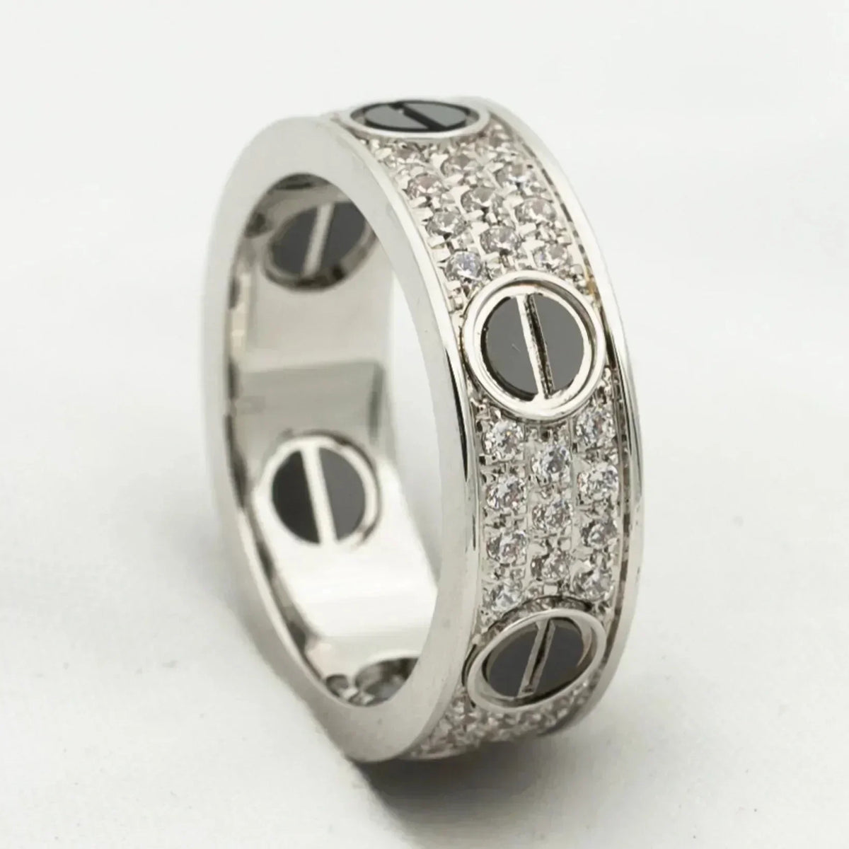 [⭐Clover Jewelry]LOVE RING 5.5MM DIAMONDS PAVED CERAMIC