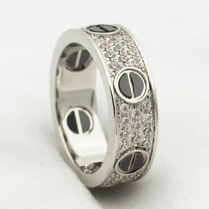[⭐Clover Jewelry]LOVE RING 5.5MM DIAMONDS PAVED CERAMIC
