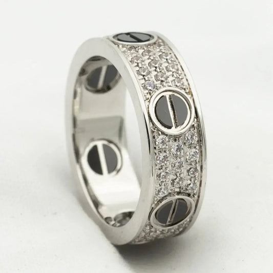 [⭐Clover Jewelry]LOVE RING 5.5MM DIAMONDS PAVED CERAMIC
