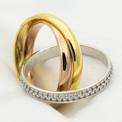 [⭐Clover Jewelry Jewelry]TRINITY RING GOLD PINK GOLD SILVER DIAMONDS