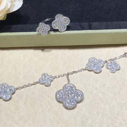 [⭐Clover Jewelry]CLOVER 6 MOTIFS SILVER DIAMOND BRACELET