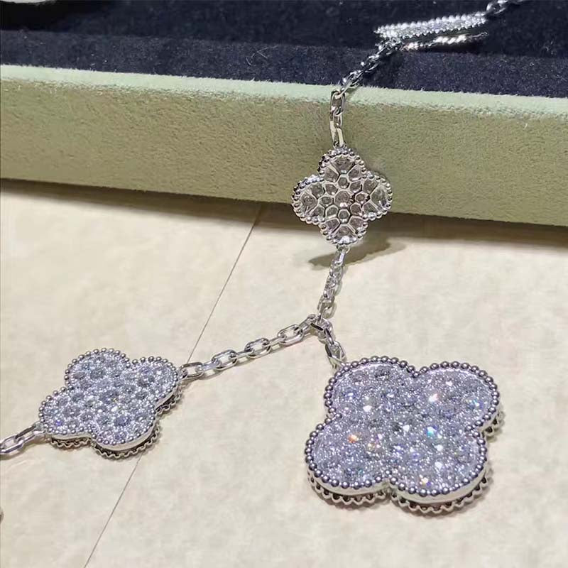[⭐Clover Jewelry]CLOVER 6 MOTIFS SILVER DIAMOND BRACELET