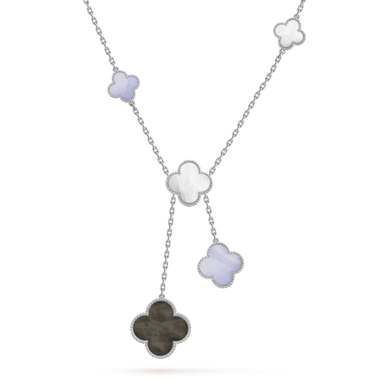 [⭐Clover Jewelry]CLOVER MOP CHALCEDONY NECKLACE SILVER 6 MOTIF
