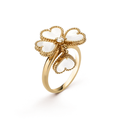 [⭐Clover Jewelry]SWEET CLOVER WHITE MOP RING