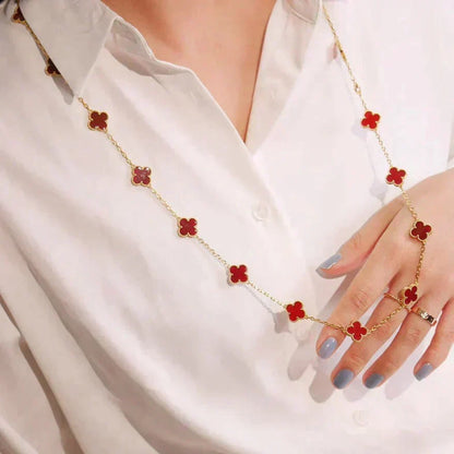 [⭐Clover Jewelry]CLOVER 20 MOTIFS CARNELIAN NECKLACE