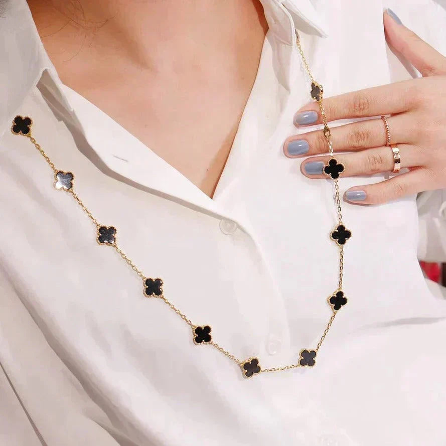 [⭐Clover Jewelry]CLOVER 20 MOTIFS ONYX NECKLACE