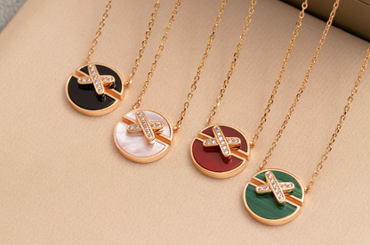 [⭐Clover Jewelry]JEUX DE PINK GOLD DIAMOND NECKLACE
