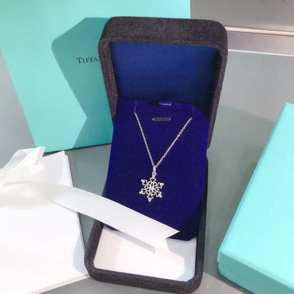 [Clover Jewelry]STERLING SILVER SNOWFLAKE PENDANT NECKLACE