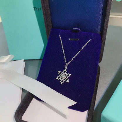 [Clover Jewelry]STERLING SILVER SNOWFLAKE PENDANT NECKLACE