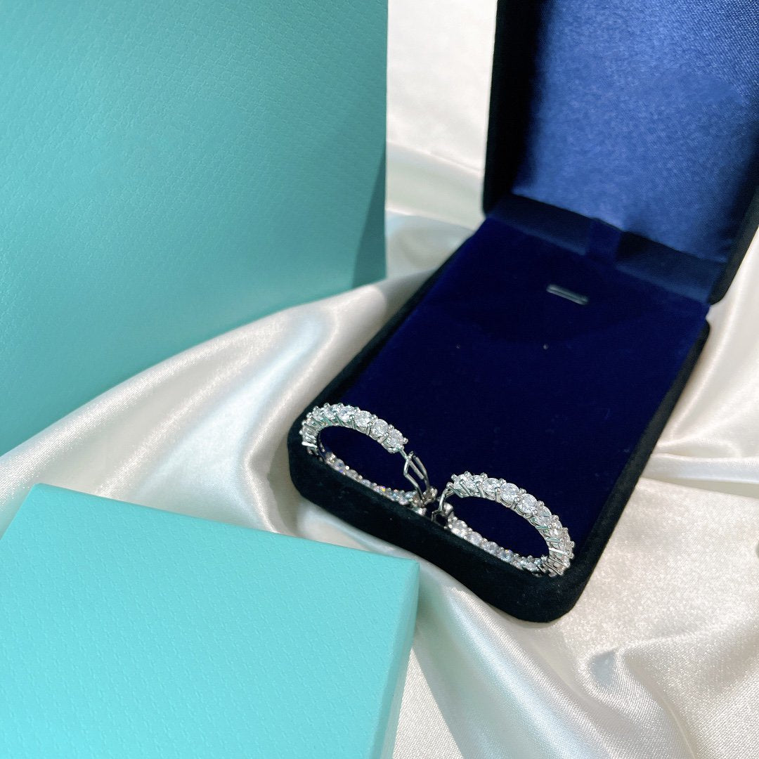 [Clover Jewelry]SILVER DIAMOND HOOP EARRINGS