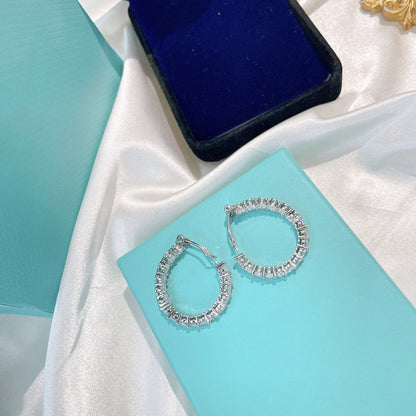 [Clover Jewelry]SILVER DIAMOND HOOP EARRINGS