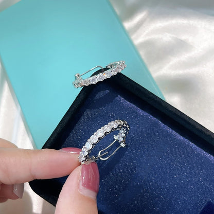 [Clover Jewelry]SILVER DIAMOND HOOP EARRINGS