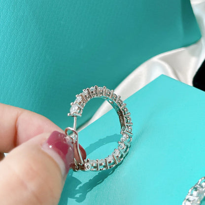 [Clover Jewelry]SILVER DIAMOND HOOP EARRINGS