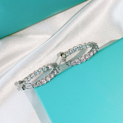 [Clover Jewelry]SILVER DIAMOND HOOP EARRINGS