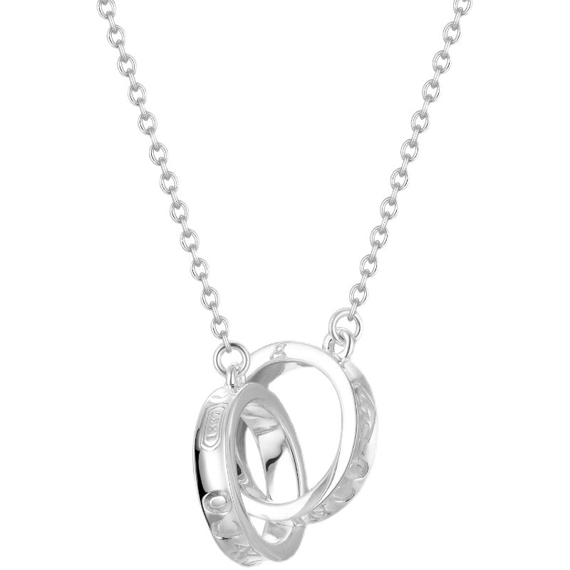 [Clover Jewelry]NECKLACE FEMALE DOUBLE RING DOUBLE CIRCLE COUPLE PENDANT