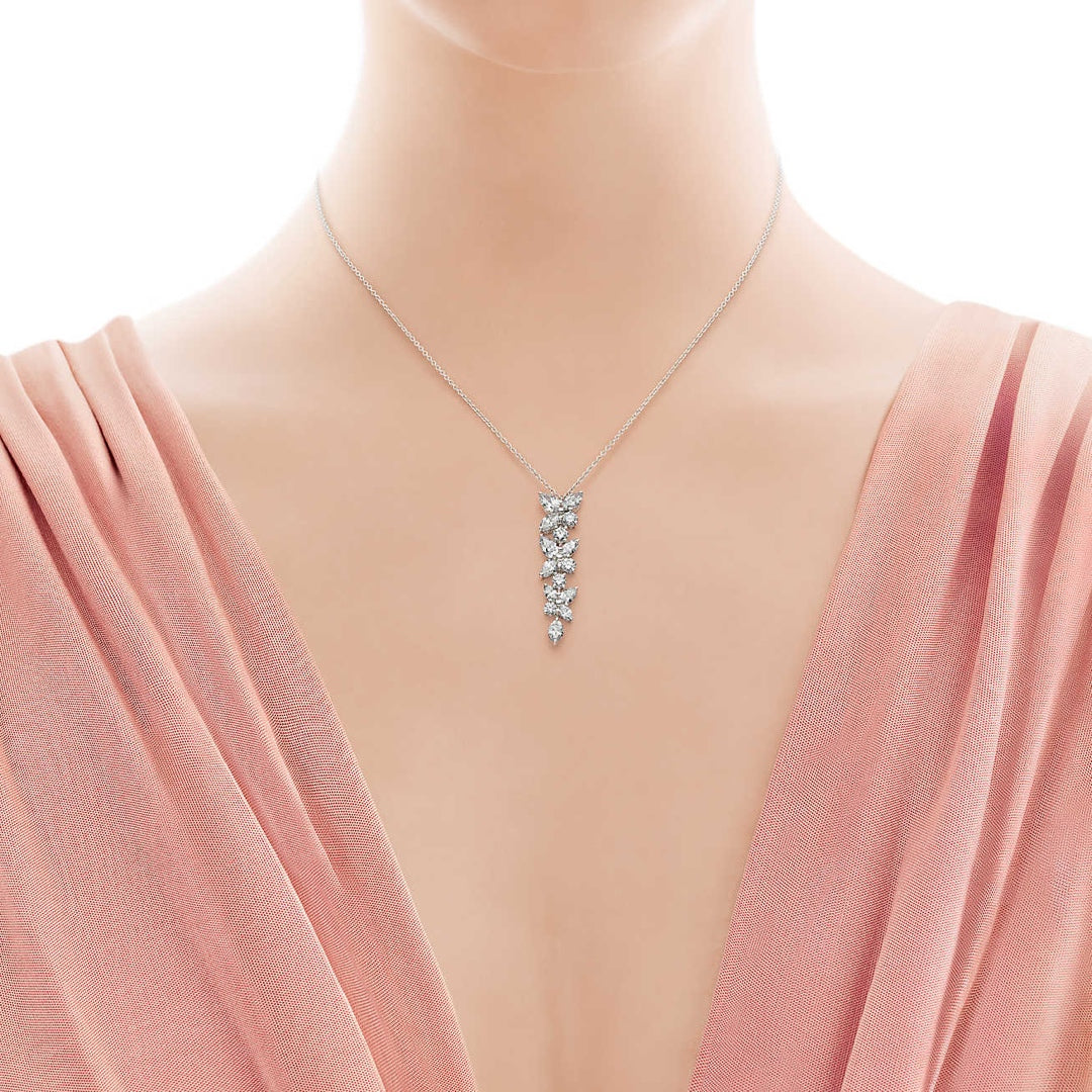[Clover Jewelry]MIXED CLUSTER DIAMOND DROP PENDANT