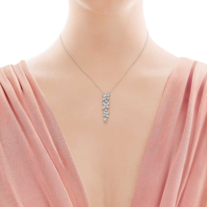 [Clover Jewelry]MIXED CLUSTER DIAMOND DROP PENDANT