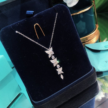 [Clover Jewelry]MIXED CLUSTER DIAMOND DROP PENDANT