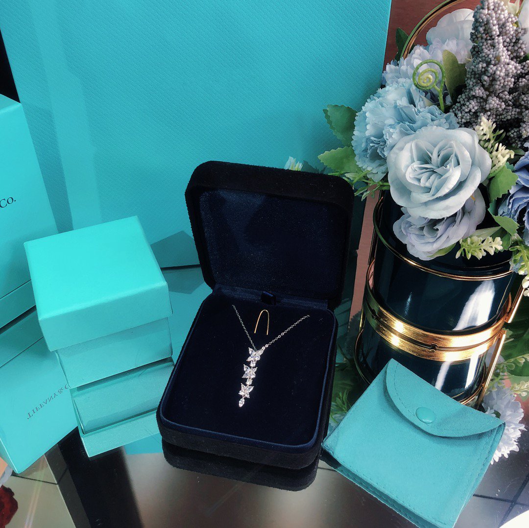 [Clover Jewelry]MIXED CLUSTER DIAMOND DROP PENDANT